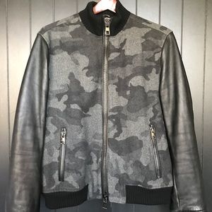Michael Kors Camo Felted Melton Bomber Jacket